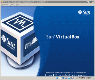 VirtualBox wartet auf die Windows Boot-CD