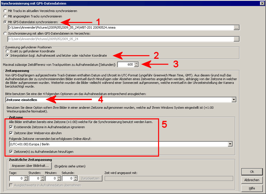 Dialog in GeoSetter